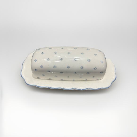 Nikko American Country Forget-Me-Not Butter Dish w/ Cover Blue Floral - Picture 1 of 3